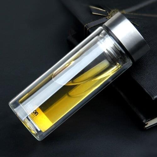 High Quality Transparent Gift Water Cup Double Layer Glass Tea Cup Transparent High Borosilicate Water Bottles