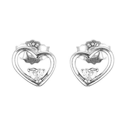 Asymmetric Hearts Female Earrings Studs Sterling Silver Jewelry Earrings for Women Fashion Stud Earrings Girls Valentine Jewelry