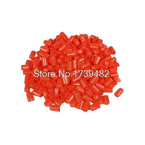 300 Pcs 22mm High 12mm Inner Dia Round Tip Red PVC Insulated End Caps