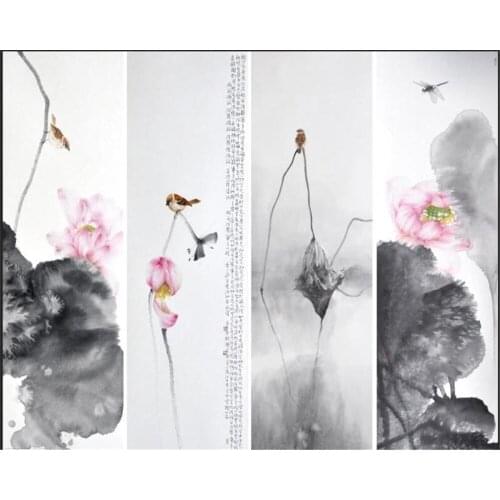 Beibehang 3d wallpaper Lotus flower and bird background living room bedroom sofa wallpaper home decoration 3d wallpaper mural