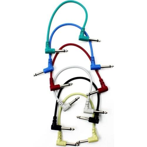 6pcs Right Angle Guitar Patch Cables Connecting Line 6mm Link Head Instrument Cables for Effect Pedals Soft Durable Accessories