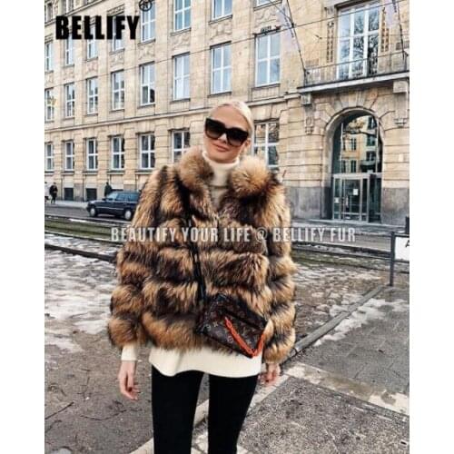 Brand Famous Amazing Women Natural raccoon Fur coats outerwear Stand collar Plush female real fur jackets