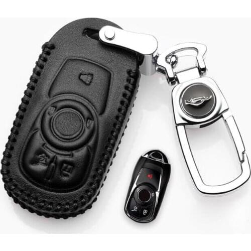 Genuine Leather Car Key Case For Buick Envision 20T 28T Regal 5 Button Smart Remote Key Holder Replacement Key Wallets