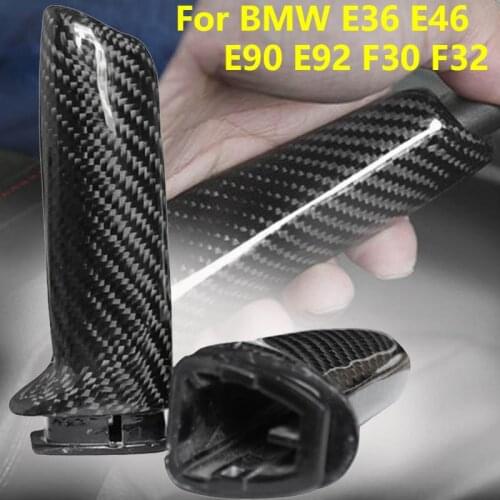 Car Handbrake Grip Cover For BMW E36 E46 E90 E92 F30 F32 F80 F82 Real Carbon Fiber Interior Trim High Quality Handle Brake Cover