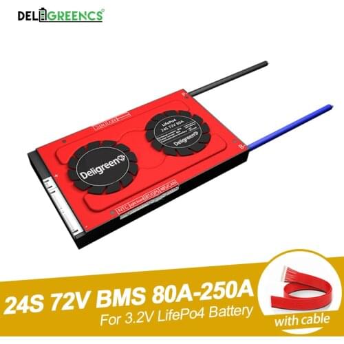 Deligreen 3.2V bms 24S 80A 100A 120A 150A 200A 250A 72V BMS for LiFePO4 battery pack with balance function waterproof