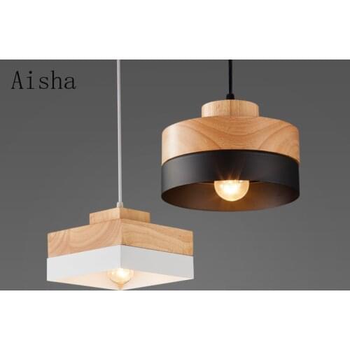Wood Pendant Lights LED Kitchen Lights LED Lamp Bedside Hanging Lamp Ceiling Lamps Bedroom Living Room Lighting Fixtures