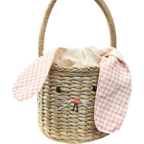 Childrens Rattan Bag Cartoon Rabbit Carrying Bag Rattan Bag Childrens Room Decoration Storage Bag