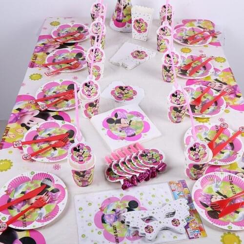 Disney Minnie Mouse Theme girl favor birthday party decor birthday Disposable tableware balloon set Kids Girl Birthday Party