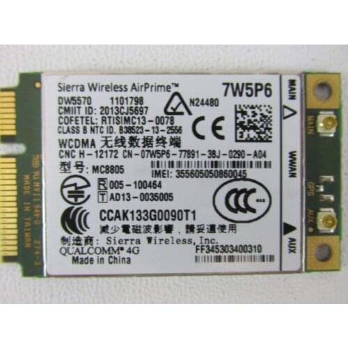 Card for Sierra 4G WWAN HSPA+ Mobile Broadband, Mini Card, DW5570 D P/N: 7W5P6 MC8805 for Dell E5440