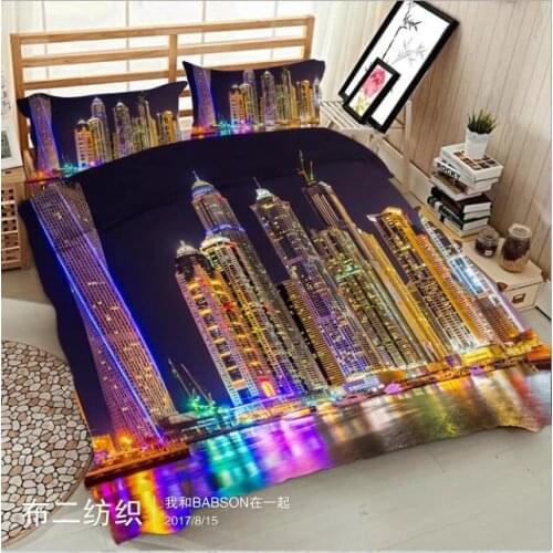 City lights 3D printed Bedding sets Double King Queen Twin size Bed set Soft Bedclothes 4pcs Bed sheet Duvet cover home textile