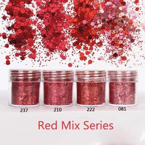 Red Mix Series Nails Sequin Slice 1Jar Holographic Nail Art Flake Glitter Sequins Paillette Holo Nail Flakies DIY Manicure Tips