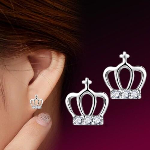 Cross Princess Crown Stud Earrings Brincos Earing Brinco Earring Oorbellen Earings Jewelry Pendientes Boucle D'oreille Wholesale