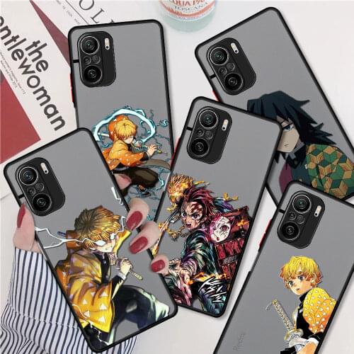 Matte Case For Xiaomi Redmi Note 10 9 8 Pro 9S 10S 9A 9C 9T 7 K40 5G 8A K20 Shockproof Phone Cover Funda Demon Slayer Anime Capa