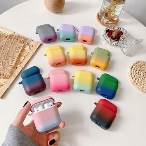 Cute Gradient Case For QCY T8 Wireless Bluetooth Hard PC Headphone Protective Cover Portable Box Cases