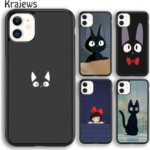 Krajews Anime Jiji cat Soft Phone Case Cover For iPhone 5 SE 6s 7 8 plus X XR XS 11 12 pro max Samsung Galaxy S8 S9 S10