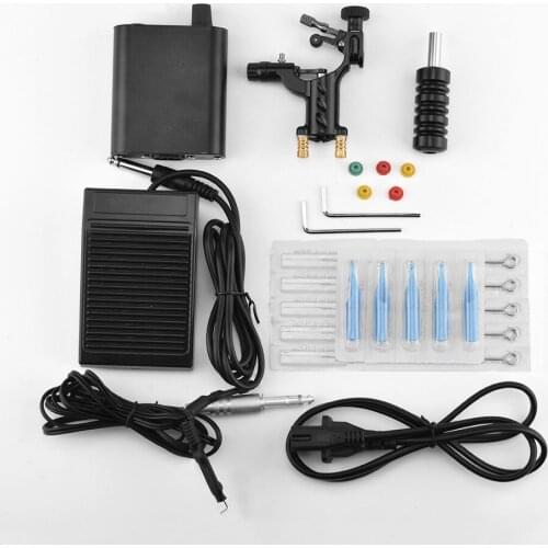 Tattoo Machine Set Black Power Supply Completed Tattoo Kit Professional Rotary Maquina De Tatuagem Needles Grip Clip Cord