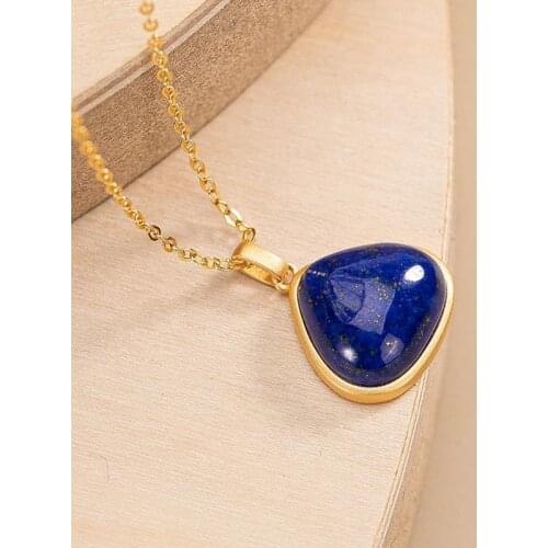 Original S925 Sterling Silver Gold-Plated Natural Lapis Retro Creative All-Match Fidelity Temperament Ladies Silver Pendant Sets