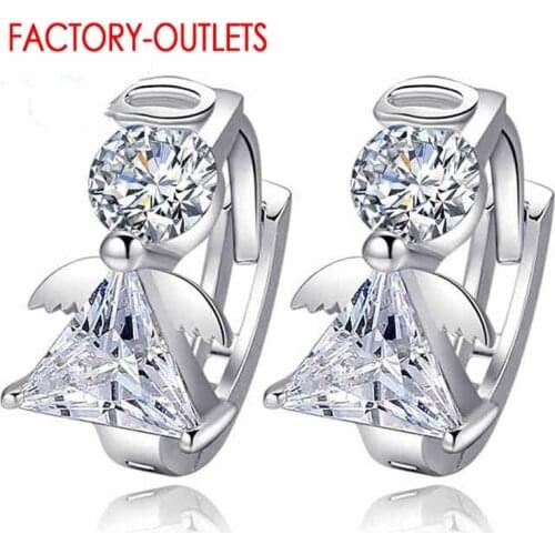 Silver Tiny Earring Fashion 925 Sterling Silver Exquisite Angels Wings Shape Hoop Earrings For Women Girls Statement Jewelry