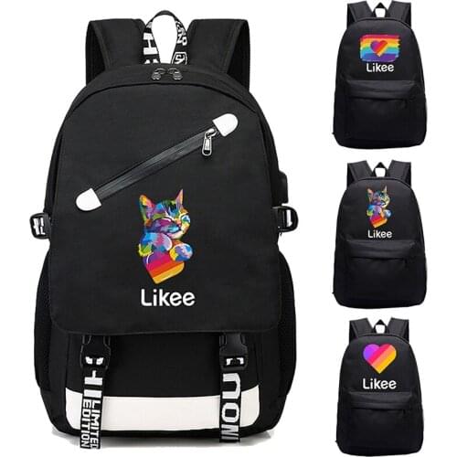 Likee Schoolbag Men Usb Charging Likee Video APP Multifunction Waterproof Travel Bagback School Bags for Teenagers Girls Bookbag