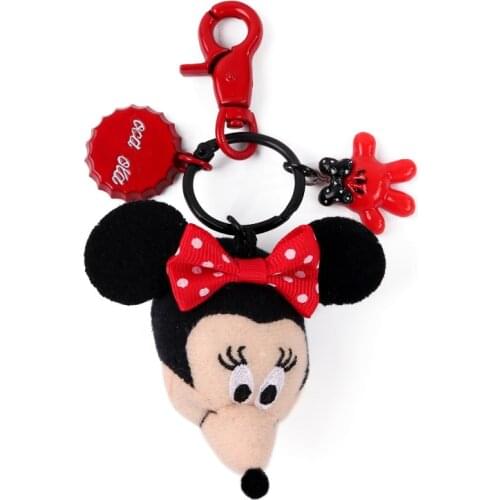 Super cute Disney cartoon Mickey Minnie couple plush doll car key ring student personality womens bag pendant decoration gift