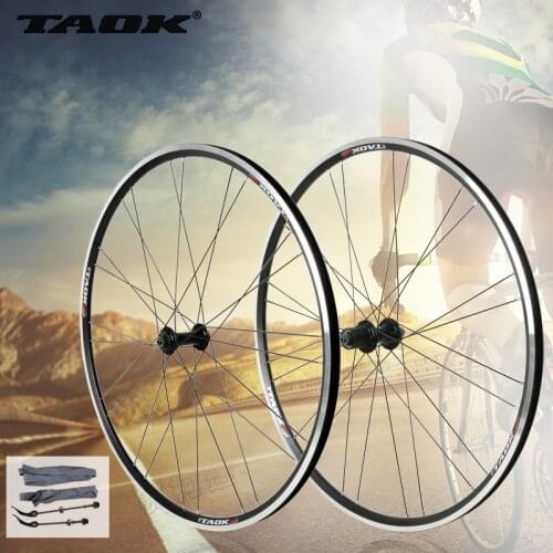 TAOK 700C road bike wheels front and rear aluminum V brake group 32 hole single racing wheel hub