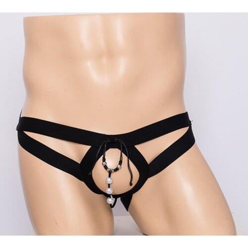 Panties Open Crotch G Strings Thong Mens Sexy T-Back Briefs Sissy Panties Thongs Front O-Ring Cock Hollow Out Exposed Butt