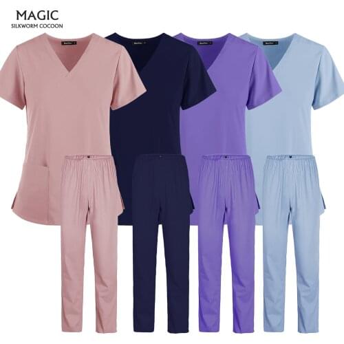 Pet grooming institution Scrubs set High Quality Spa Uniforms Unisex V-Neck Work clothes Medical suits clothes Scrubs Tops Pants