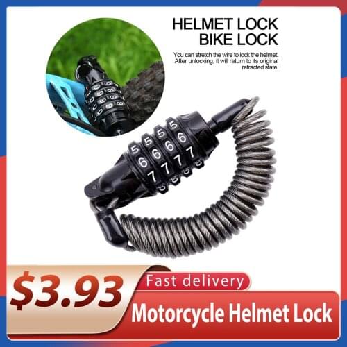 Motorcycle Helmet Lock Telescopic Cable Anti-theft 4 Digit Password Combination Helmet Code Lock