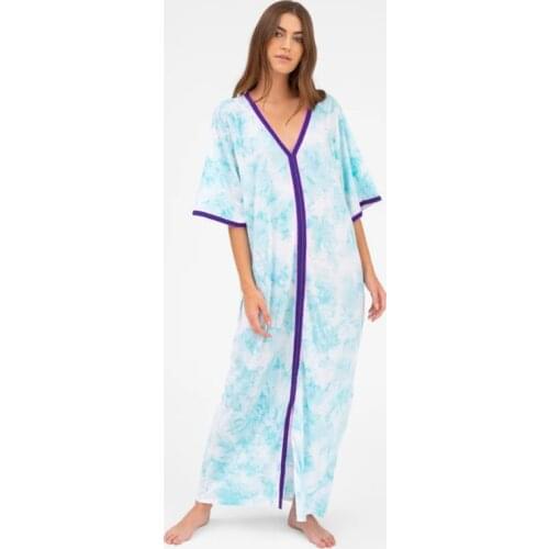 Hot Sale New Style Female V-neck Tie-dye Printing Robe In The Middle East Seaside Holiday Dress Abaya Temperament Robe