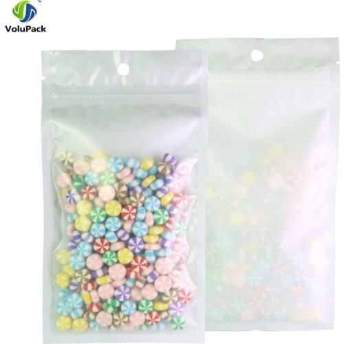 10x18cm/ 4x7inch 100pcs Heat Sealable Matte Clear/ White/ White Flat Storage Bag Jewelry Plastic Ziplock Bags Wholesale