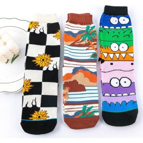 2021 Spring Autumn Cartoon Socks Women Cotton Sports Fashion Popular Logo Woman Socks Kawaii Harajuku Socks