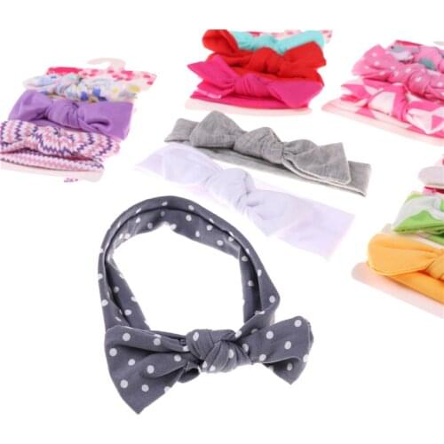 3Pcs/Set Baby Girls Kids Cotton Bowknot Headband Children Hair Band Headwear