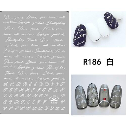 3D Stickers for Nails White Line Geometry Love Dear Nail Foil Sticker Small Adhesive Stickers for Manicure Nail Art Decoration