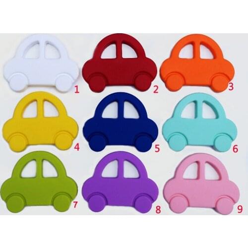 5pcs/lot Mix 9 colors Silicone mini Car Pendant Teether Toy Teething Necklace Baby chew Toy BPA Free Food Grade Silicone DIY