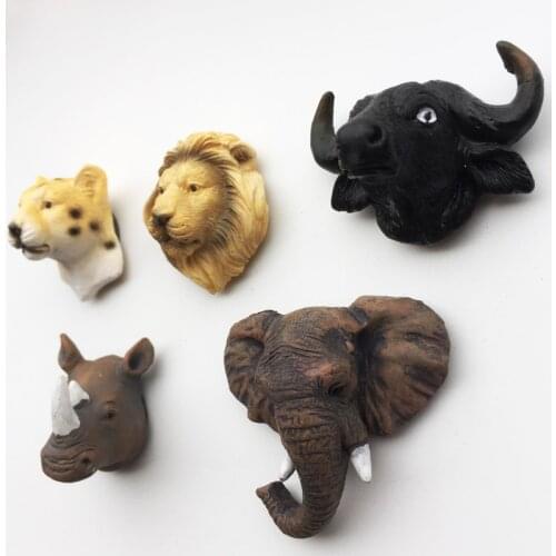 African Kenya Animal Big Five Rhinoceros Elephant Lion Leopard Tourist Souvenirs Crafts gifts Stereoscopic Fridge Magnet