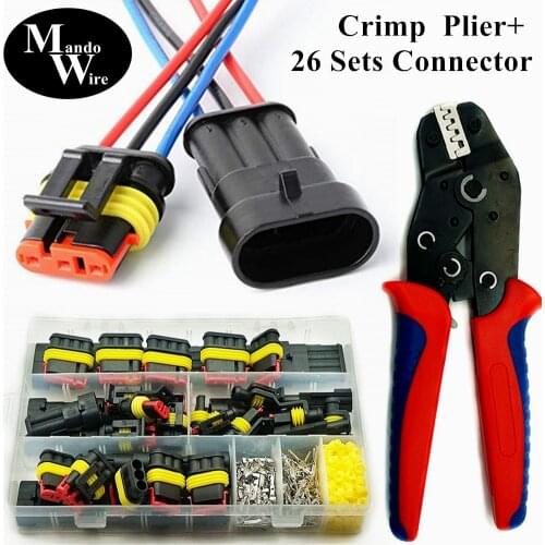 Automotive Waterproof Connectors 1/2/3/4 Pin 26 Sets Car Electrical Wire Connector Plug 300V 12A A