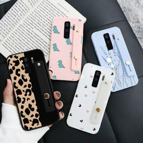 Fundas For Samsung Galaxy S9 S 9 Plus Coque Dinosaur Case For Samsung S9Plus Wrist Strap Holder Soft Silicone Back Cover 6.2"