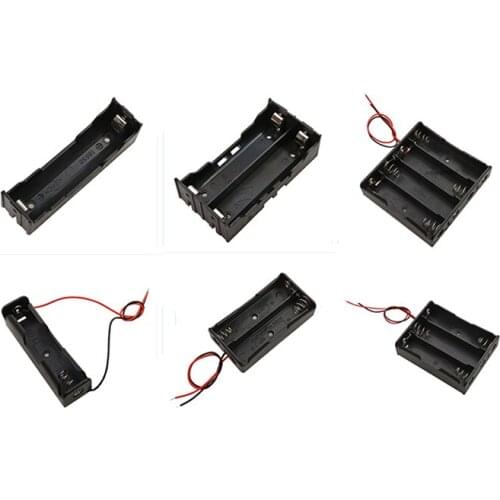 Black plastic 1x2x3x4x18650 battery storage box 1 2 3 4 Clip holder slot for DIY batteries with cable pin