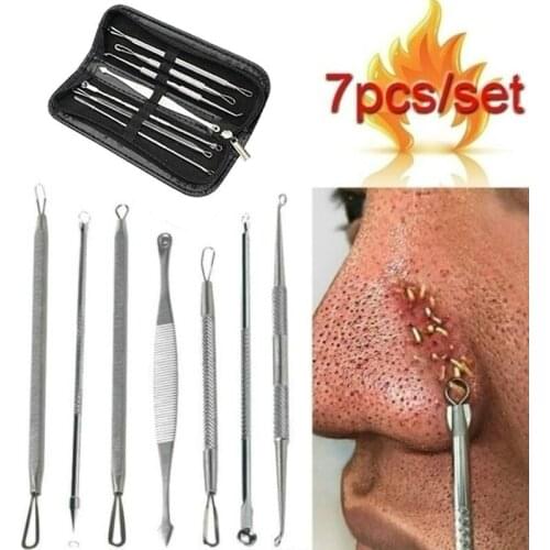 3 4 5 7 8 Pc Stainless Steel Blackhead Remover Tool Kit Face Massage Whitehead Pimple Spot Comedone Acne Extractor Face Massager
