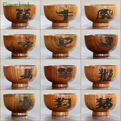 Creative Chinese Zodiac Wooden Bowl Traditional Style Wooden Bowl Ramen Bowl Noodle Bowl Soup Bowls Bowl Set