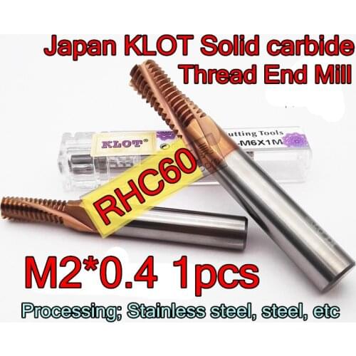 M2X0.4mm 1pcs Japan KLOT HRC60 Solid carbide Thread End Mill Thread Milling cutter Processing; Stainless steel, steel, etc