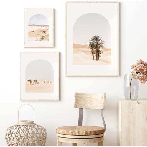 Minimalist Camel Animals Desert Canvas Painting Green Plant Posters Prints Wall Art Pictures for Bedroom Home Decor