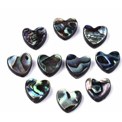 Fashewelry 10pcs Natural Abalone Shell Beads Colorful Heart Beads 10/12.5/15/20mm for Jewelry Making Bracelets DIY Accessories