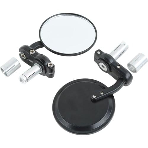 Motorcycle 3" Round 7/8" Handlebar End Side Rearview Mirrors For Harley Honda Suzuki Yamaha