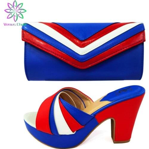 Latest African Special Materials High Heels 10 CM Women Shoes and Bag To Match for Parties Italy High Heels Women Wedding Shoes