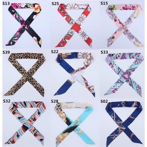 New Fashion Small Scarf for Women New Print Handle Bag Ribbons Brand Head Scarf Small Long Skinny Scarves Wholesale Silk Scarf