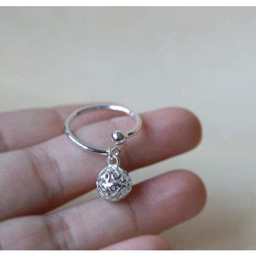 Original design hollow hydrangea Thai silver creative opening adjustable ring light luxury charm womens brand silver jewelry