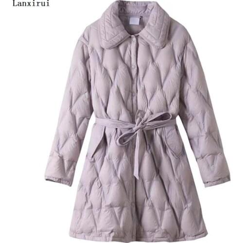 Autumn Winter Coat Women Puffer Jacket Korean Ladies Parkas Belt Cotton-padded Outwear