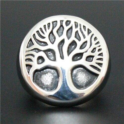 Size 8~13 Polishing Fashion Tree Ring 316L Stainless Steel Mens Band Party Health Tree Ring