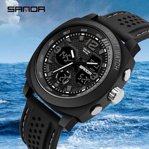 SANDA Top Brand New Fashion Cool Sports Men Watch High Quality Multifunctional Dual Display Digital Clock Relogio Masculino 790